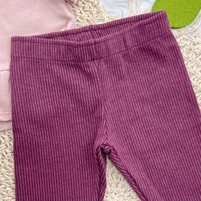Conj. Casaco de Moletom Just Love e Calça Legging Canelada - Rose e Uva